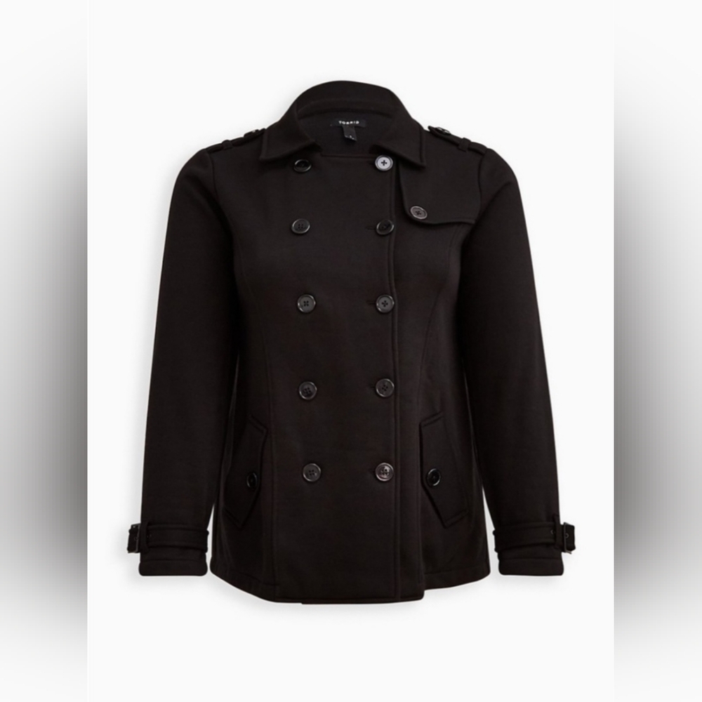 Torrid Black Double-Breasted Peacoat